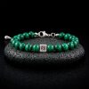 Bracelet unisexe en perles de Malachite naturelle de 8 mm avec un insert en acier inoxydable 316L gravé d'un QR code propriétaire.