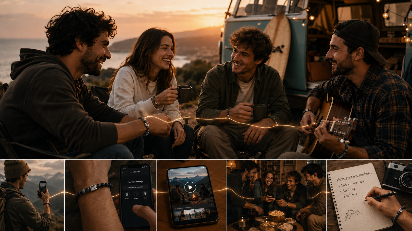 Un père militaire et son enfant utilisent des bracelets connectés et un smartphone pour rester proches malgré la distance.