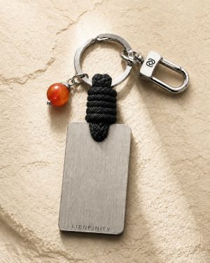 Porte-clé LIENFINITY en Cornaline avec cordon noir